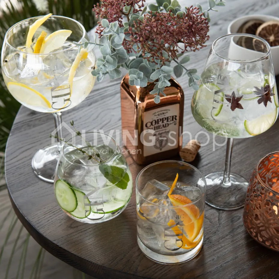 J-LINE 4 Gin tonic glazen op voet