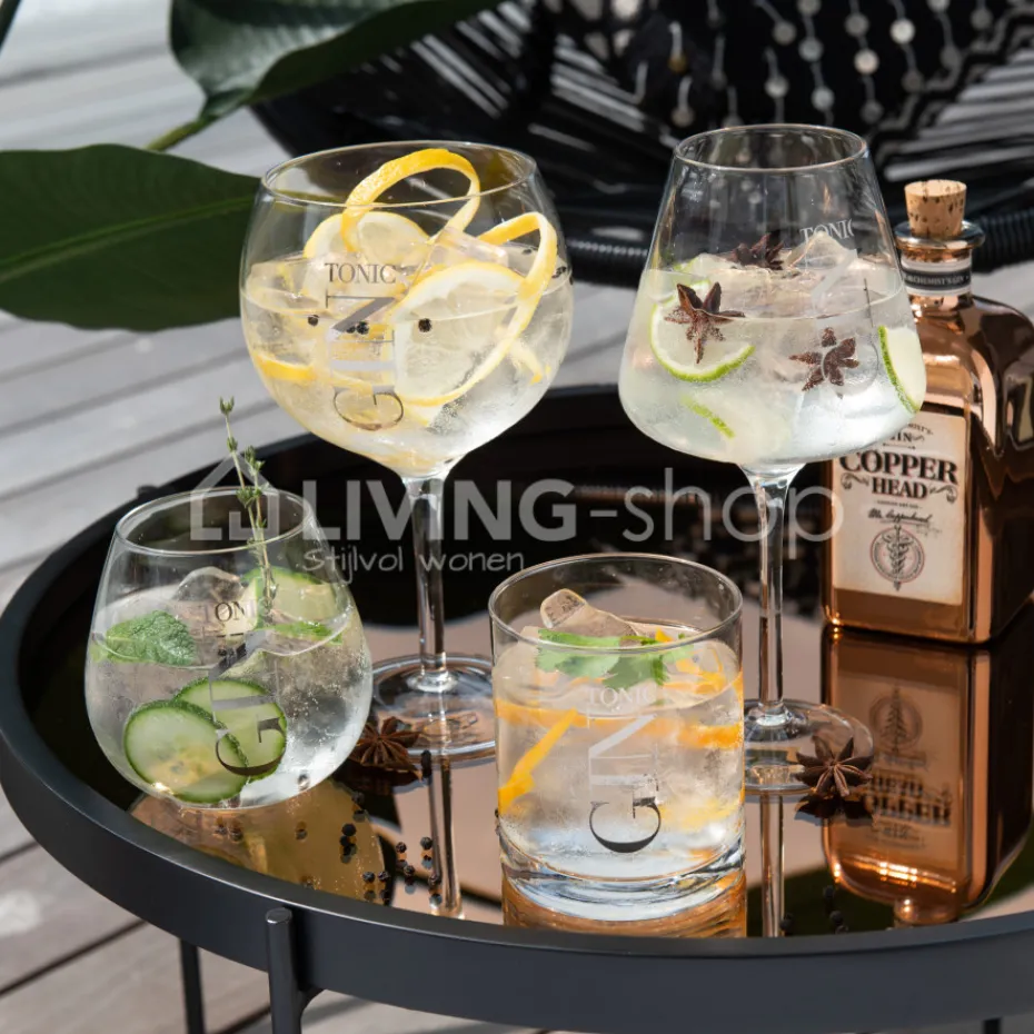 J-LINE 4 Gin tonic glazen op voet