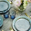 Cosy & Trendy 4 Laguna blue grey ovale platte borden 27x23cm, tafelservies Cosy&Trendy