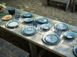 Cosy & Trendy 4 Laguna blue grey ovale platte borden 27x23cm, tafelservies Cosy&Trendy