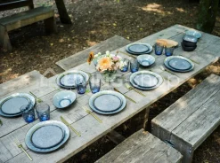 Cosy & Trendy 4 Laguna blue grey ovale platte borden 27x23cm, tafelservies Cosy&Trendy