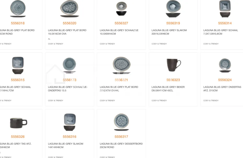 Cosy & Trendy 4 Laguna blue grey ovale platte borden 27x23cm, tafelservies Cosy&Trendy