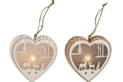 J-LINE 2 LED kerstdecoratie harten hangers