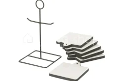J-LINE 6 Onderzetters Zwart Wit woonaccessoires