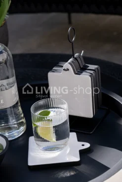 J-LINE 6 Onderzetters Zwart Wit woonaccessoires