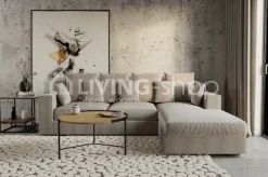 PR LIVING 1 seater Landelijke hoekzetel met chaise longue FL-26 Natural thick 100%linen