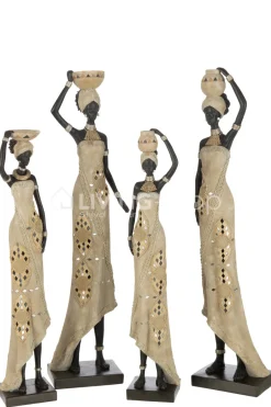 J-LINE Afrikaanse Vrouwen Poly Mix Large Assortiment Van 2 beelden