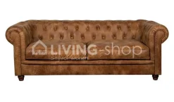 PR LIVING Antieke lederen Chesterfield sofa