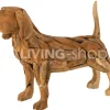 J-LINE Artist houtsculptuur hondenbeeld teak hout
