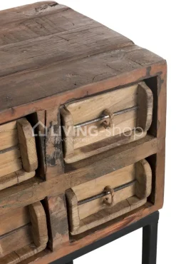 J-LINE Aziatische console 8 laden brut hout