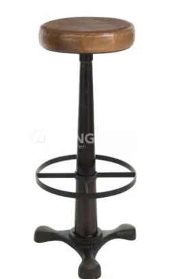 J-LINE Barkruk simi leder metaal cognac