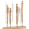 J-LINE Beeld 8 Figuren Hout Aluminium Decoratie