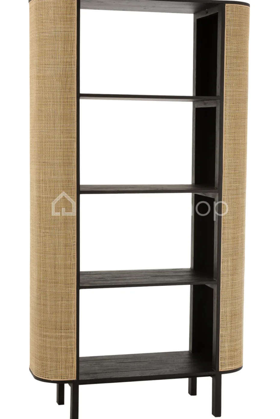 J-LINE Boekenkast rek Molly exotiek hout rotan