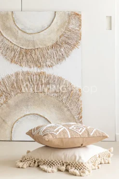 J-LINE Canvas wanddecoratie Ibiza cirkels zeegras