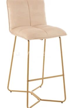 J-LINE Comfort hoge barstoel Pierre metaal textiel beige by