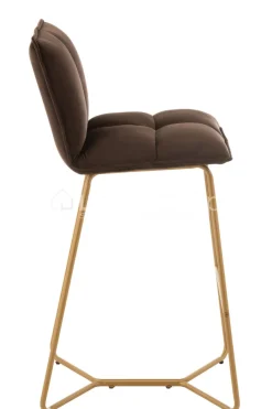 J-LINE Comfort hoge barstoel Pierre metaal textiel beige by