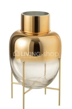 J-LINE Deco vaas op voet goud Large