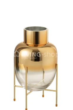 J-LINE Deco vaas op voet goud Large