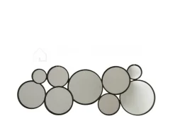 J-LINE Design spiegel 9 cirkels zilver