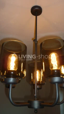 Verlichting online Donkerbrons luster loft stijl verlichting fumé kappen
