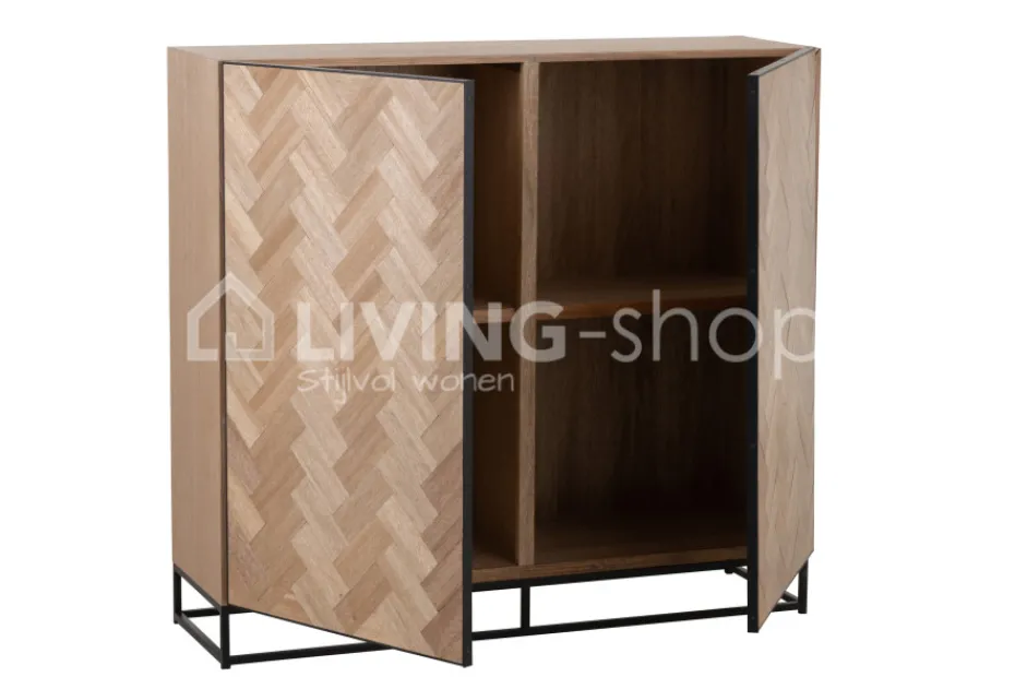 J-LINE Dressoir buffetkast zigzag hout op voet metaal