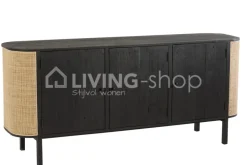J-LINE Dressoir kast Molly exotiek hout zwart rotan van