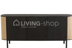 J-LINE Dressoir kast Molly exotiek hout zwart rotan van