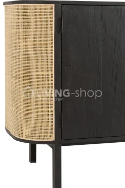 J-LINE Dressoir kast Molly exotiek hout zwart rotan van