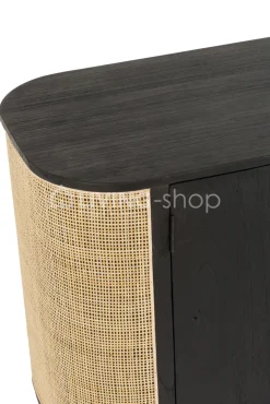 J-LINE Dressoir kast Molly exotiek hout zwart rotan van