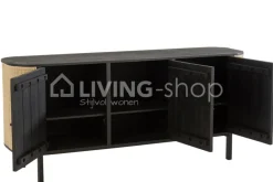 J-LINE Dressoir kast Molly exotiek hout zwart rotan van