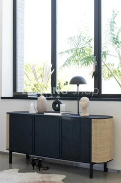 J-LINE Dressoir kast Molly exotiek hout zwart rotan van