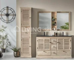 TIMELESS LIVING Eiken louvre wastafel landelijke stijl badkamermeubel
