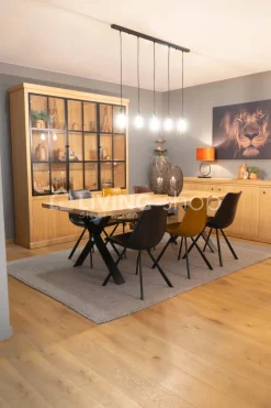 Castle-Line Eiken tafel met X poten zwart metaal L220 Castle line flex