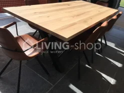 Castle-Line Eiken tafel met X poten zwart metaal L220 Castle line flex