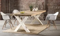 Castle-Line Eiken tafel met X poten zwart metaal L220 Castle line flex