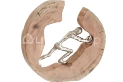J-LINE Figuur duwen mango houten beeld