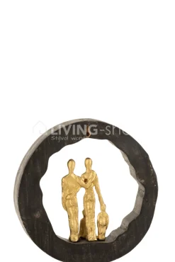 J-LINE Figuur familie mango zwart goud