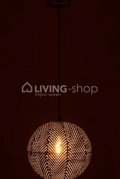 J-LINE Geperforeerde metalen hanglamp zwart met goud, verlichting