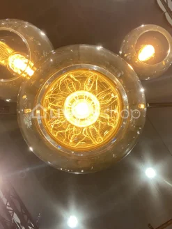 Verlichting online Hanglamp 3 cilinders metaal goud industrieel + 4 smoke lampen
