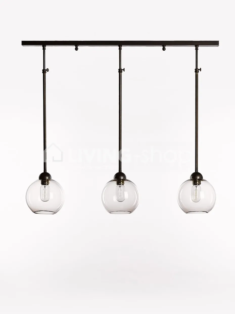 Verlichting online Hanglamp loft stijl met 3 glazen lampenkappen topaz