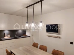 Verlichting online Hanglamp loft stijl met 3 glazen lampenkappen topaz