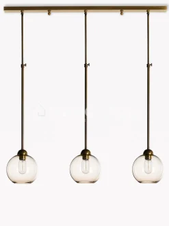 Verlichting online Hanglamp loft stijl met 3 glazen lampenkappen topaz