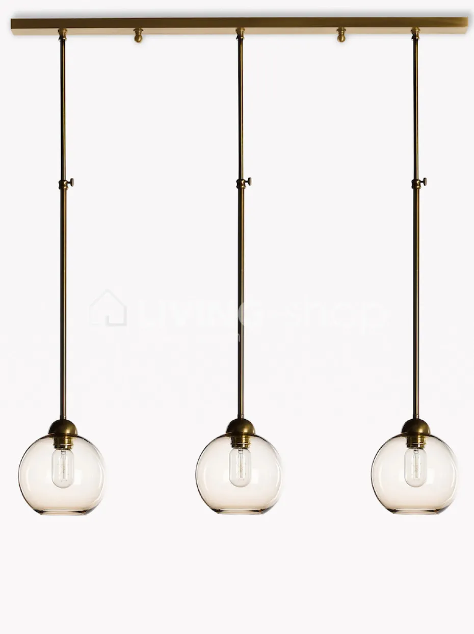 Verlichting online Hanglamp loft stijl met 3 glazen lampenkappen topaz