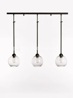 Verlichting online Hanglamp loft stijl met 3 glazen lampenkappen topaz