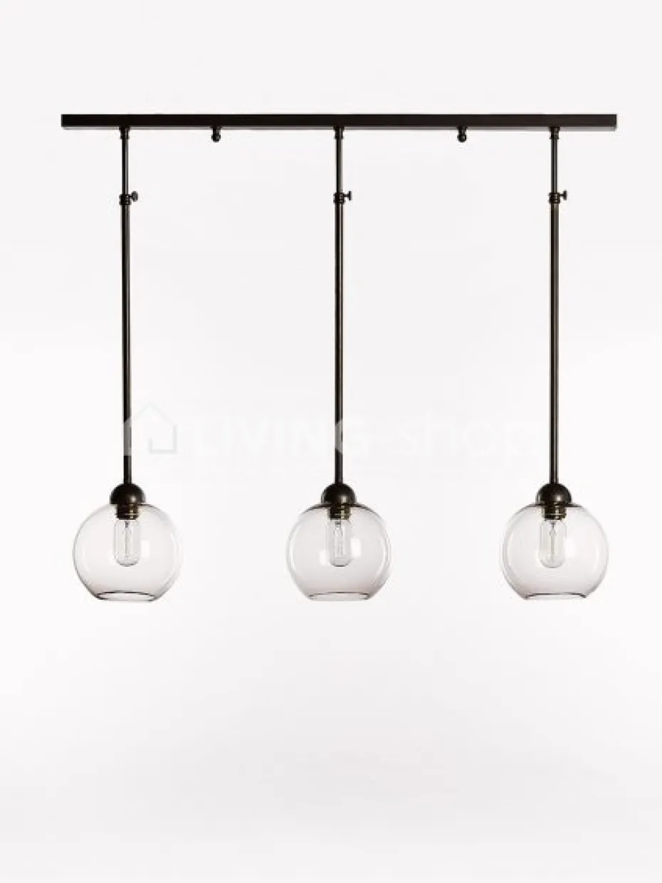 Verlichting online Hanglamp loft stijl met 3 glazen lampenkappen topaz
