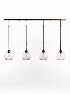 Verlichting online Hanglamp loft stijl met 4 glazen lampenkappen topaz