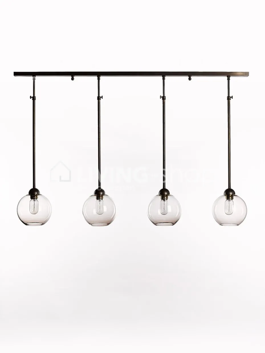 Verlichting online Hanglamp loft stijl met 4 glazen lampenkappen topaz