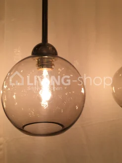 Verlichting online Hanglamp loft stijl met 4 glazen lampenkappen topaz