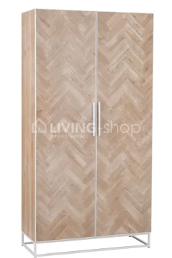 J-LINE Hoge barkast zigzag hout op ijzer voet