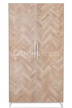 J-LINE Hoge barkast zigzag hout op ijzer voet